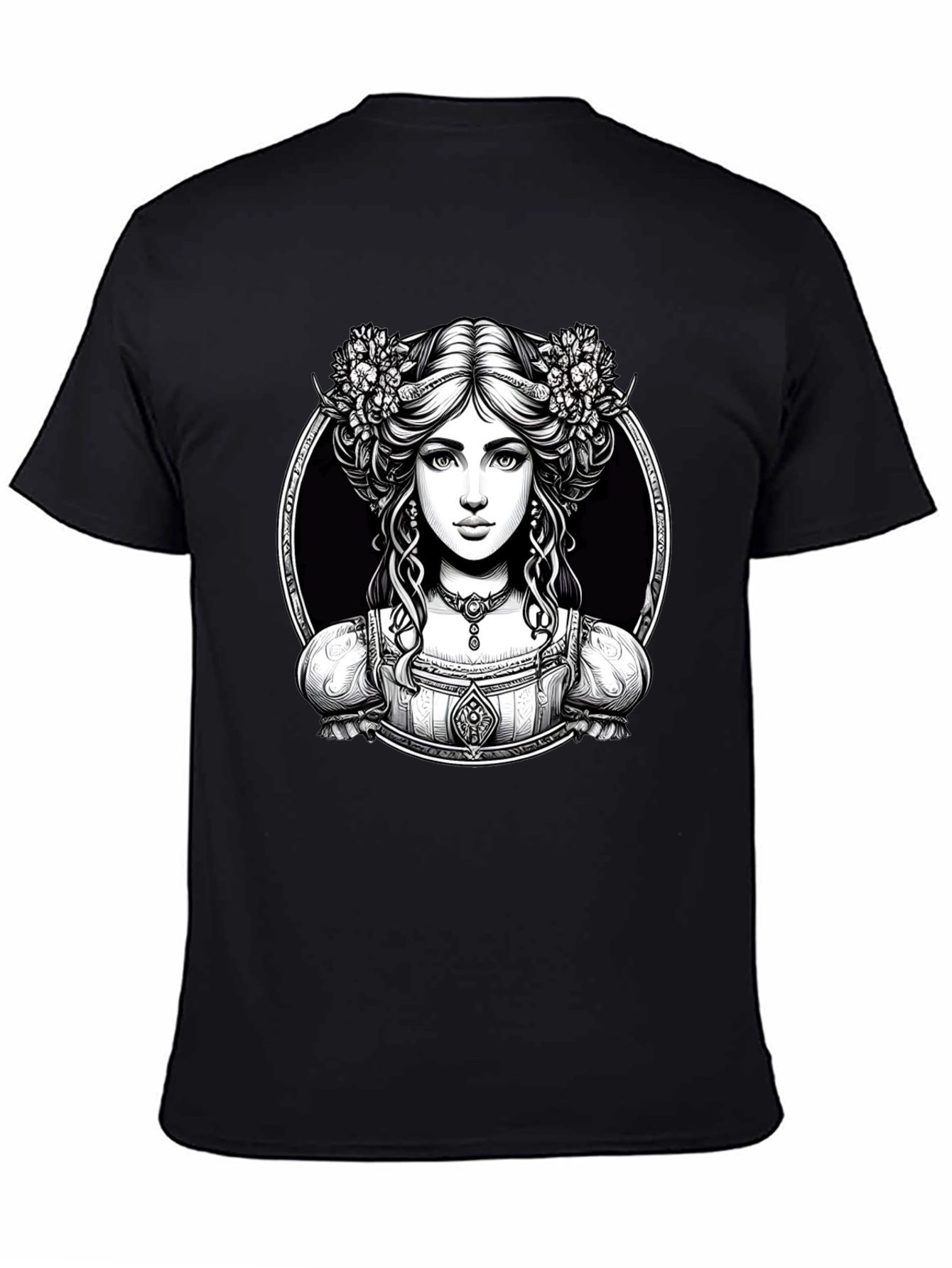 Elegant Woman Portrait Graphic Tee - Classic Style
