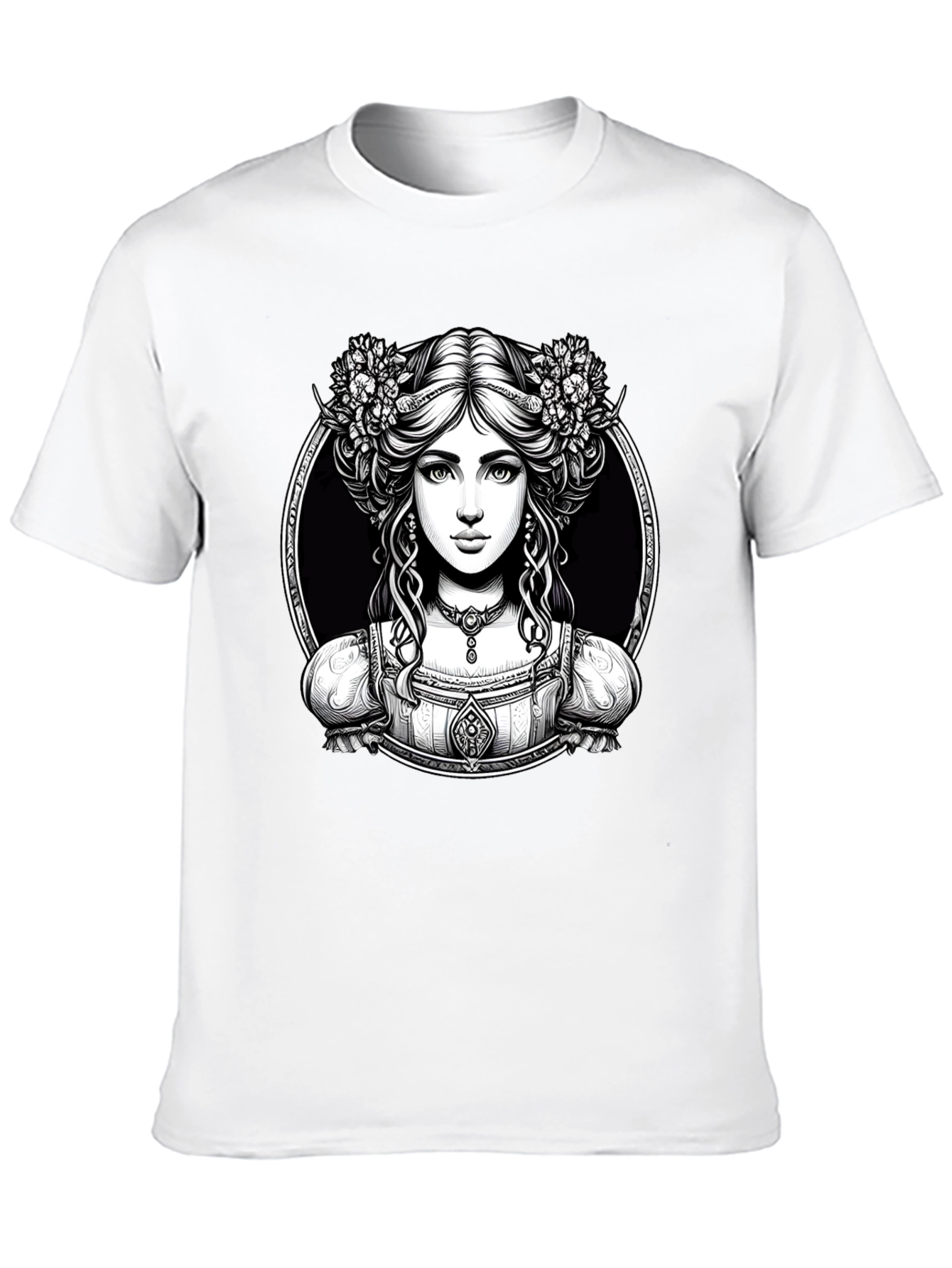 Elegant Woman Portrait Graphic Tee - Classic Style