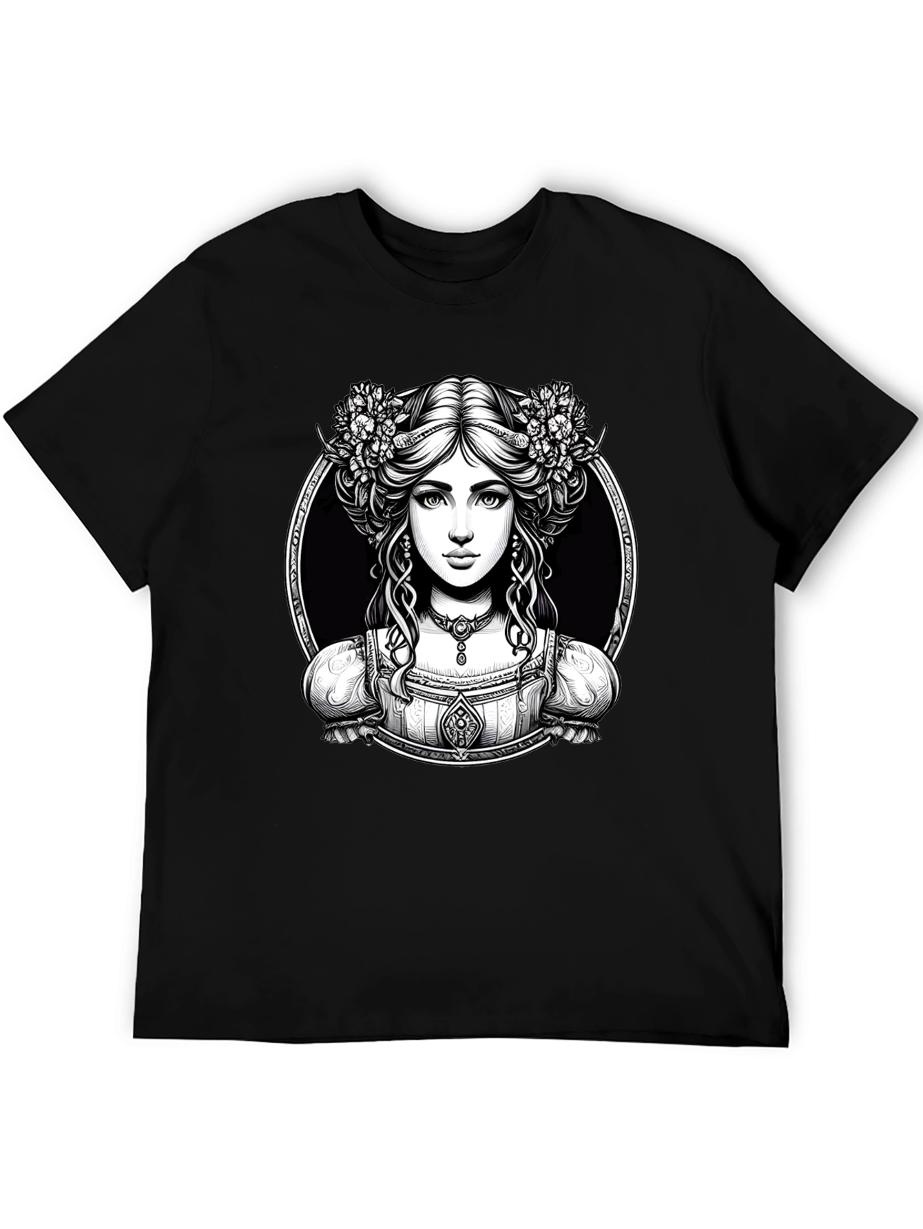 Elegant Woman Portrait Graphic Tee - Classic Style