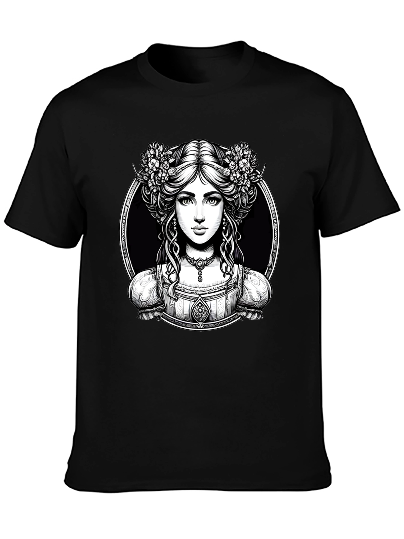 Elegant Woman Portrait Graphic Tee - Classic Style
