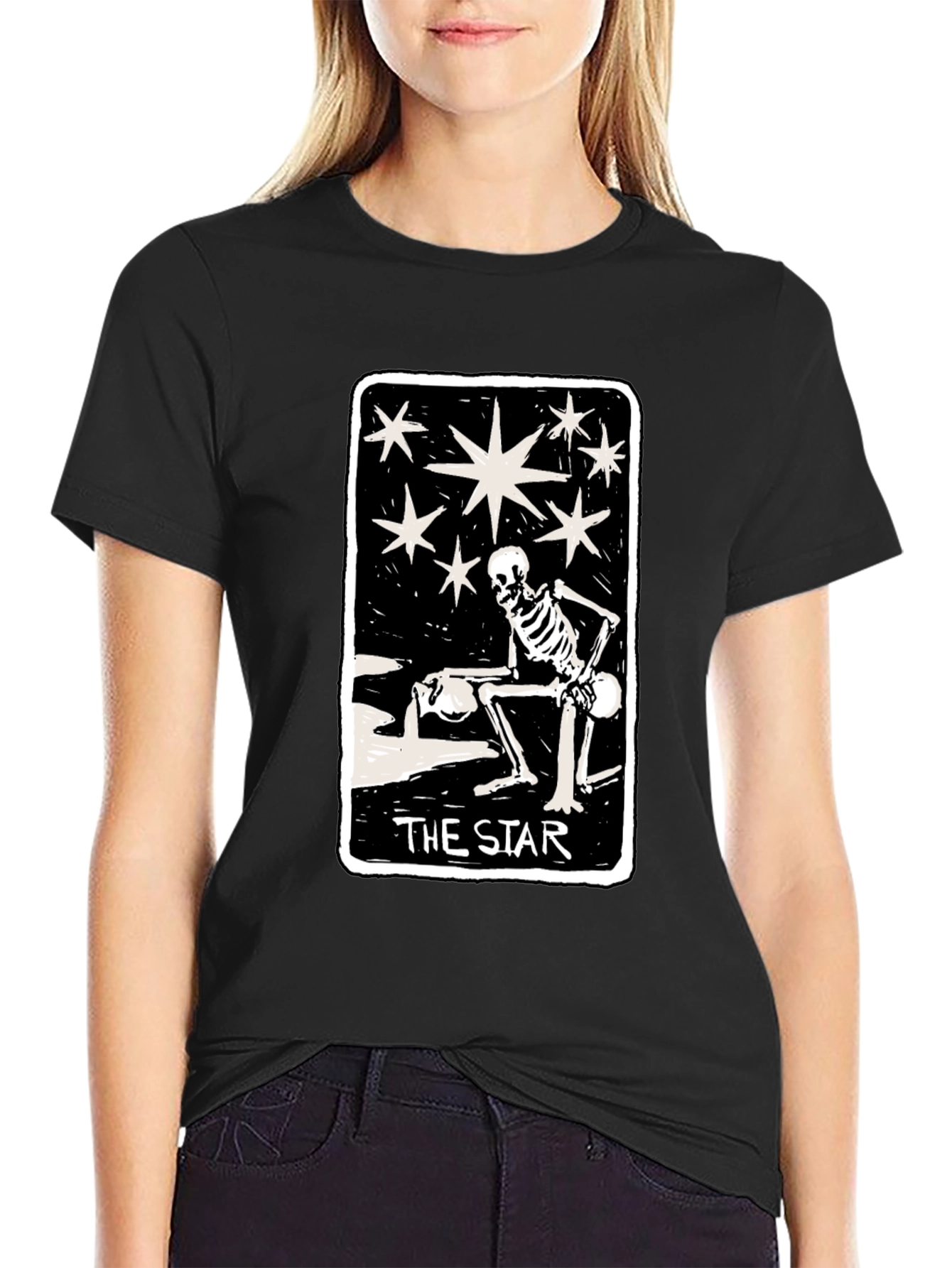 The Star Tarot Card T-Shirt - Unisex Black Tee