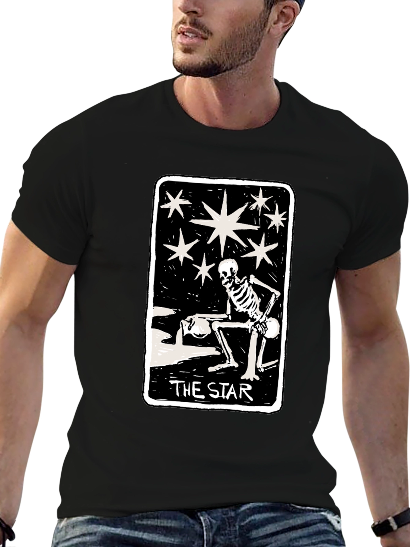 The Star Tarot Card T-Shirt - Unisex Black Tee