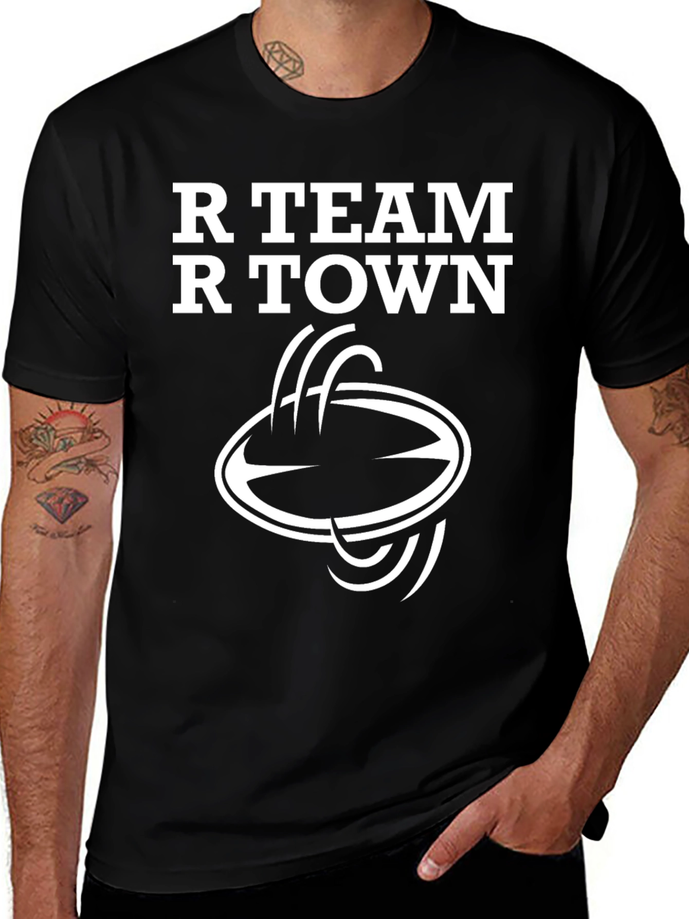 R Team R Town Black Graphic Tee