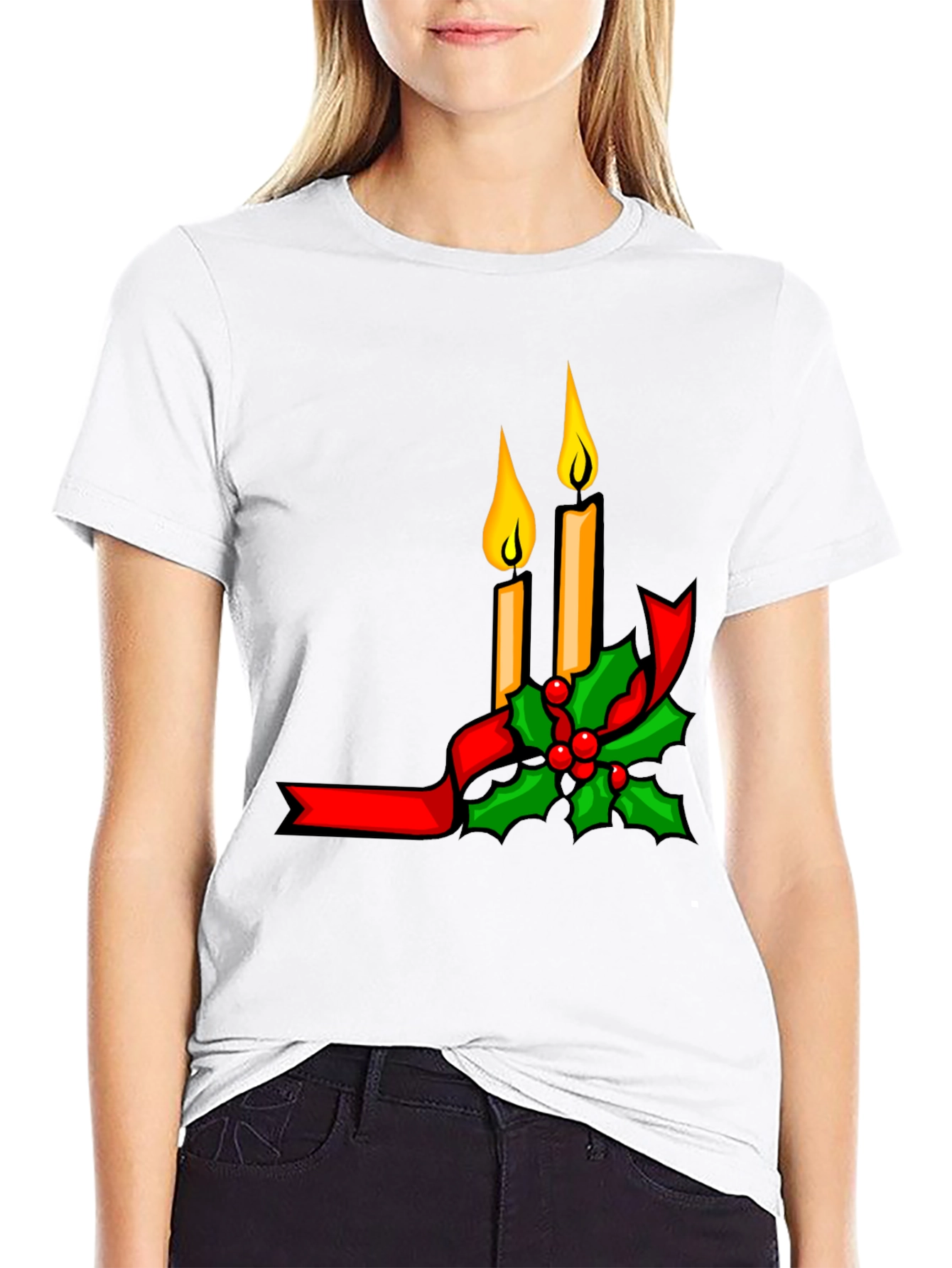 Festive Holiday Candle Graphic T-Shirt