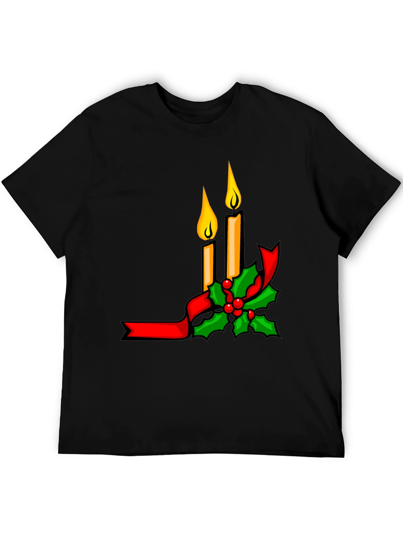 Festive Holiday Candle Graphic T-Shirt