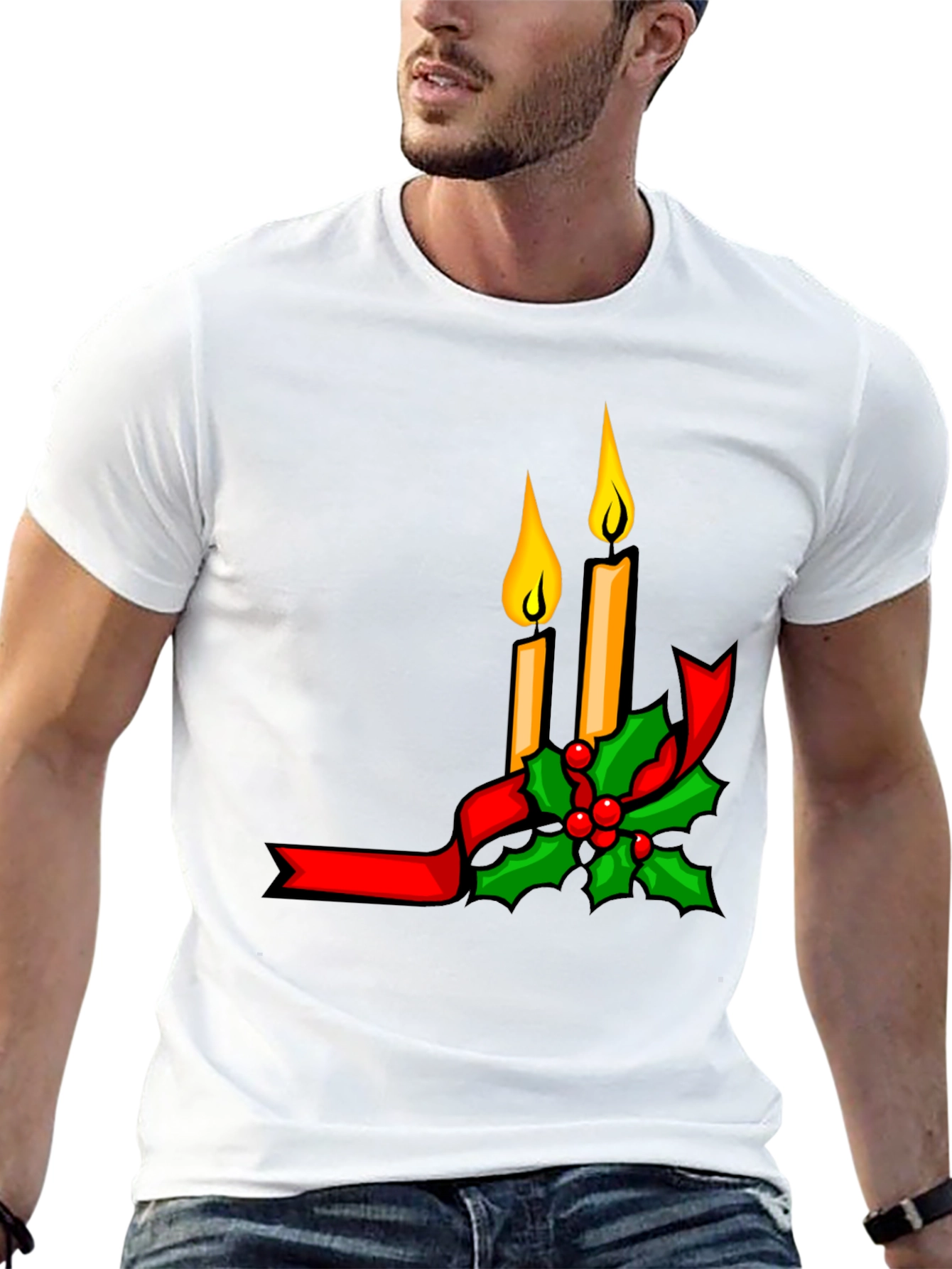 Festive Holiday Candle Graphic T-Shirt
