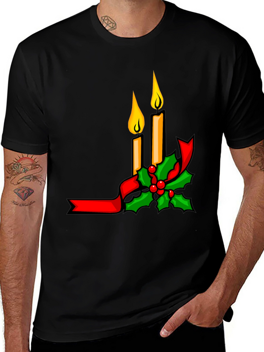 Festive Holiday Candle Graphic T-Shirt