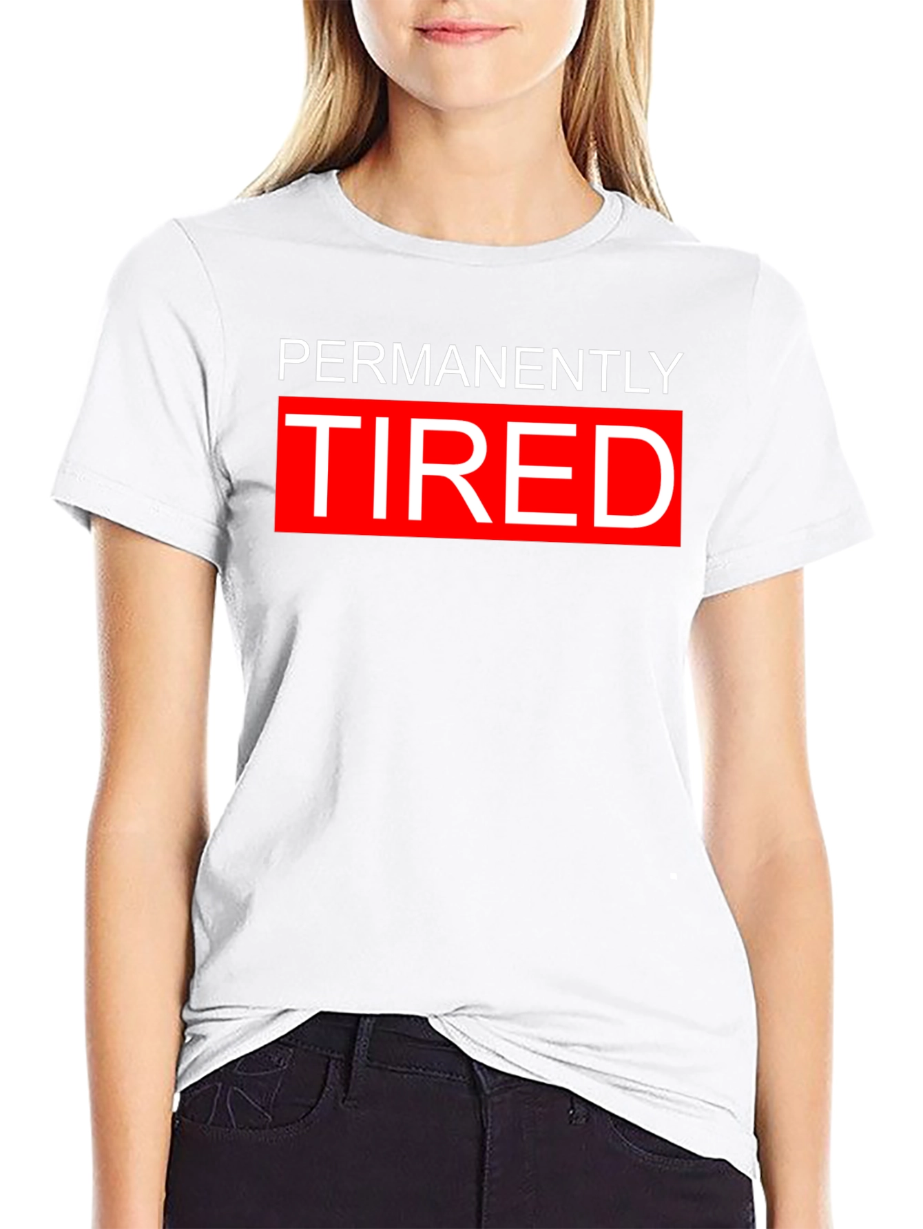 Permanently Tired Graphic Tee - Black Cotton Blend