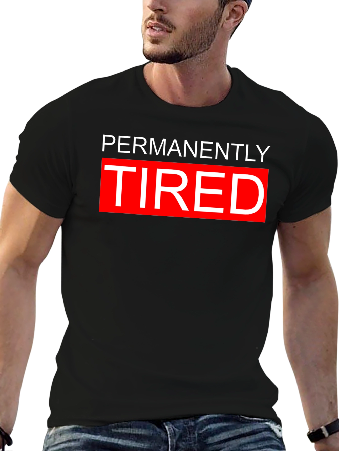 Permanently Tired Graphic Tee - Black Cotton Blend