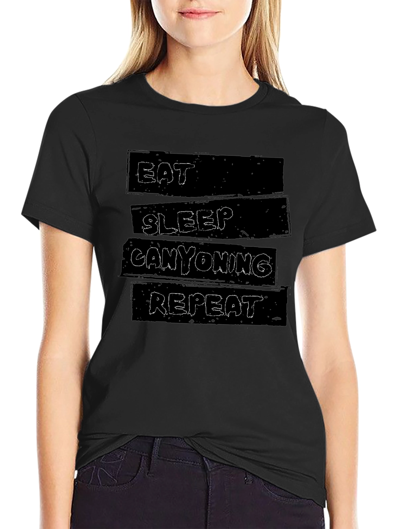 Eat Sleep Canyoning Repeat Black T-Shirt