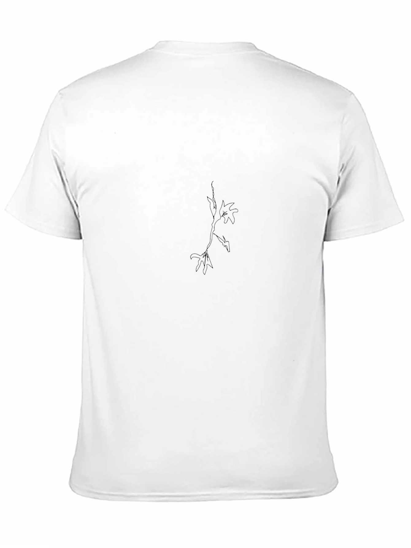 Minimalist Leaf Line Art Black T-Shirt