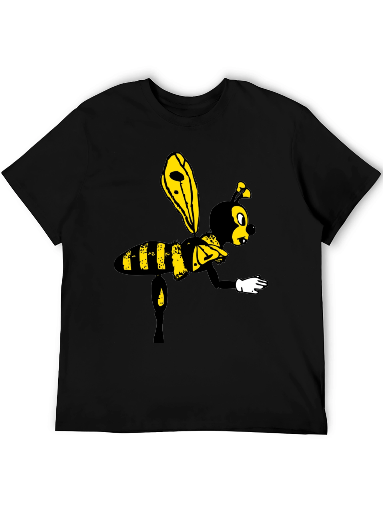 Cartoon Bee Graphic Black T-Shirt