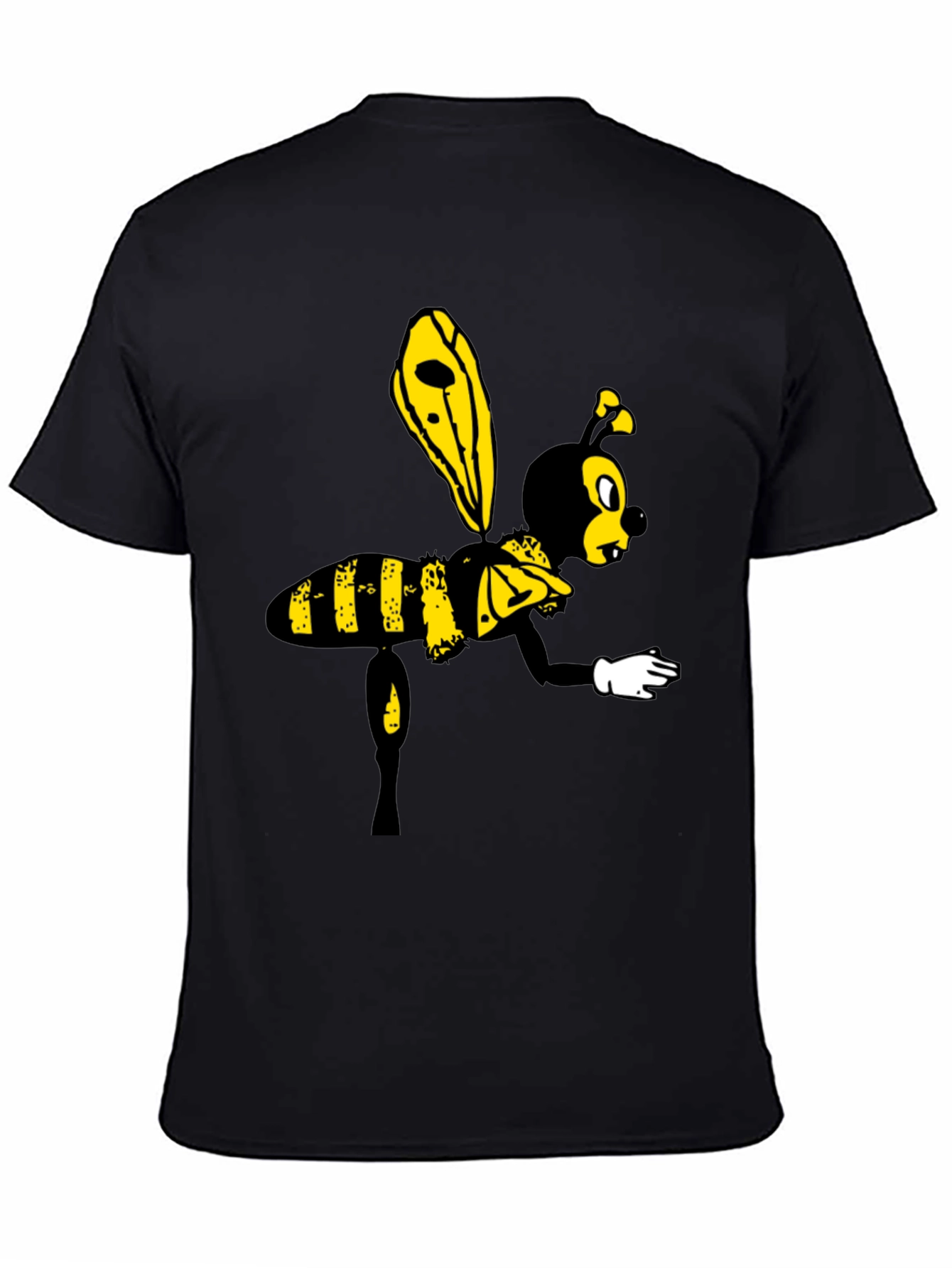 Cartoon Bee Graphic Black T-Shirt