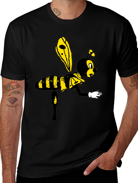 Cartoon Bee Graphic Black T-Shirt