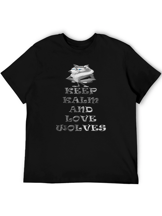 Keep Calm and Love Wolves Graphic T-Shirt