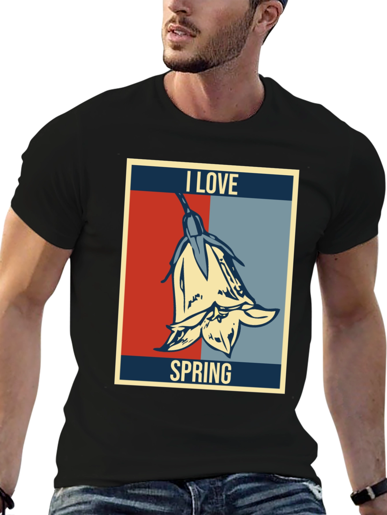 I Love Spring Graphic T-Shirt - Floral Design