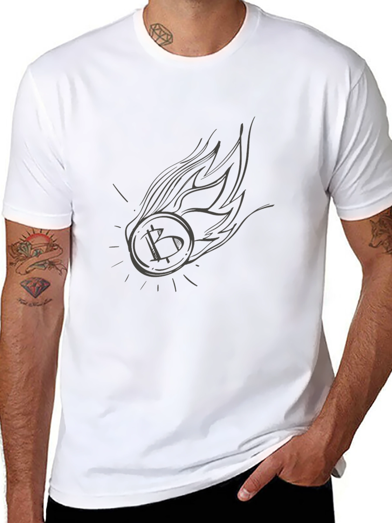 Bitcoin Fireball Graphic Tee - Crypto Enthusiast Shirt