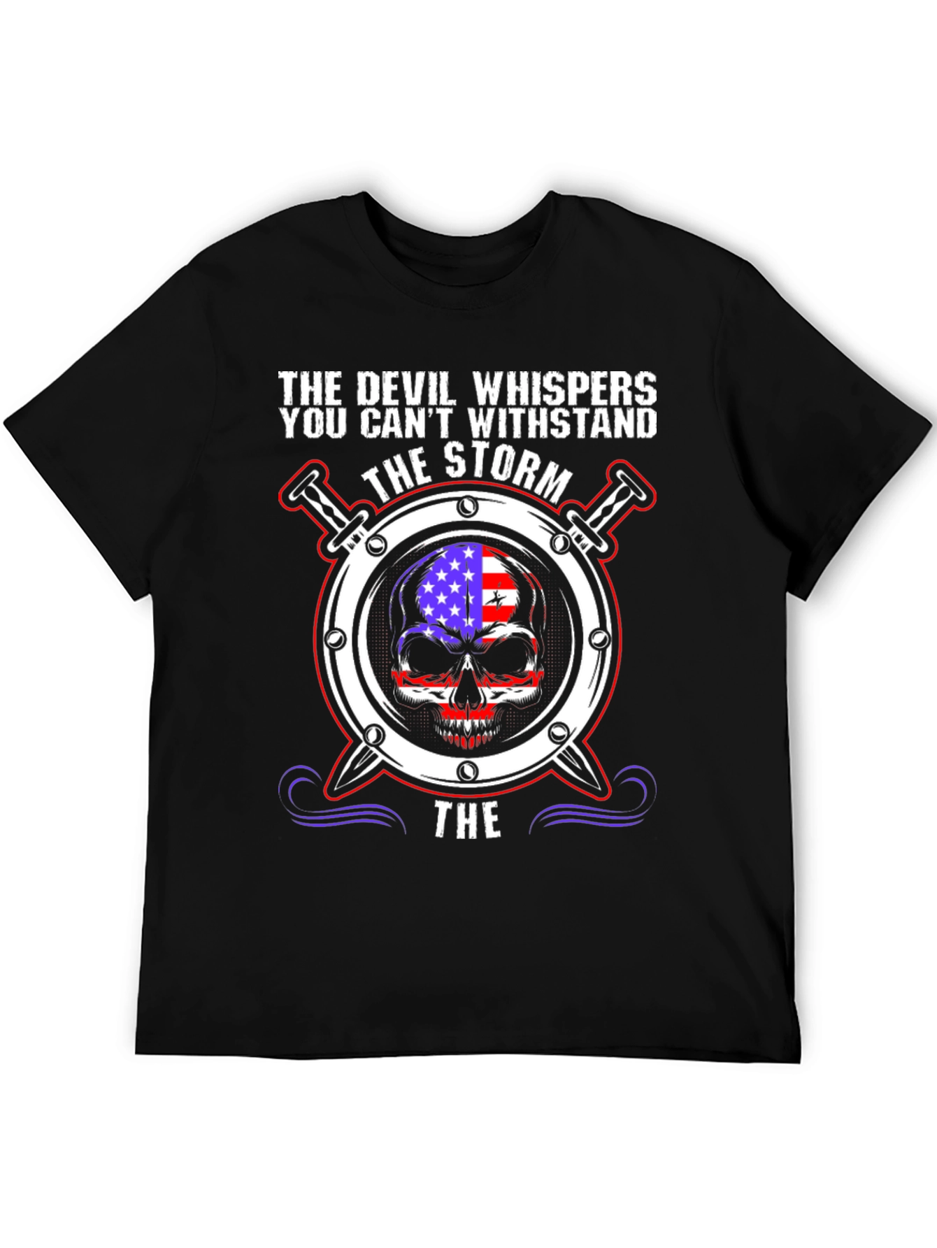 The Devil Whispers T-Shirt: Storm Skull Design