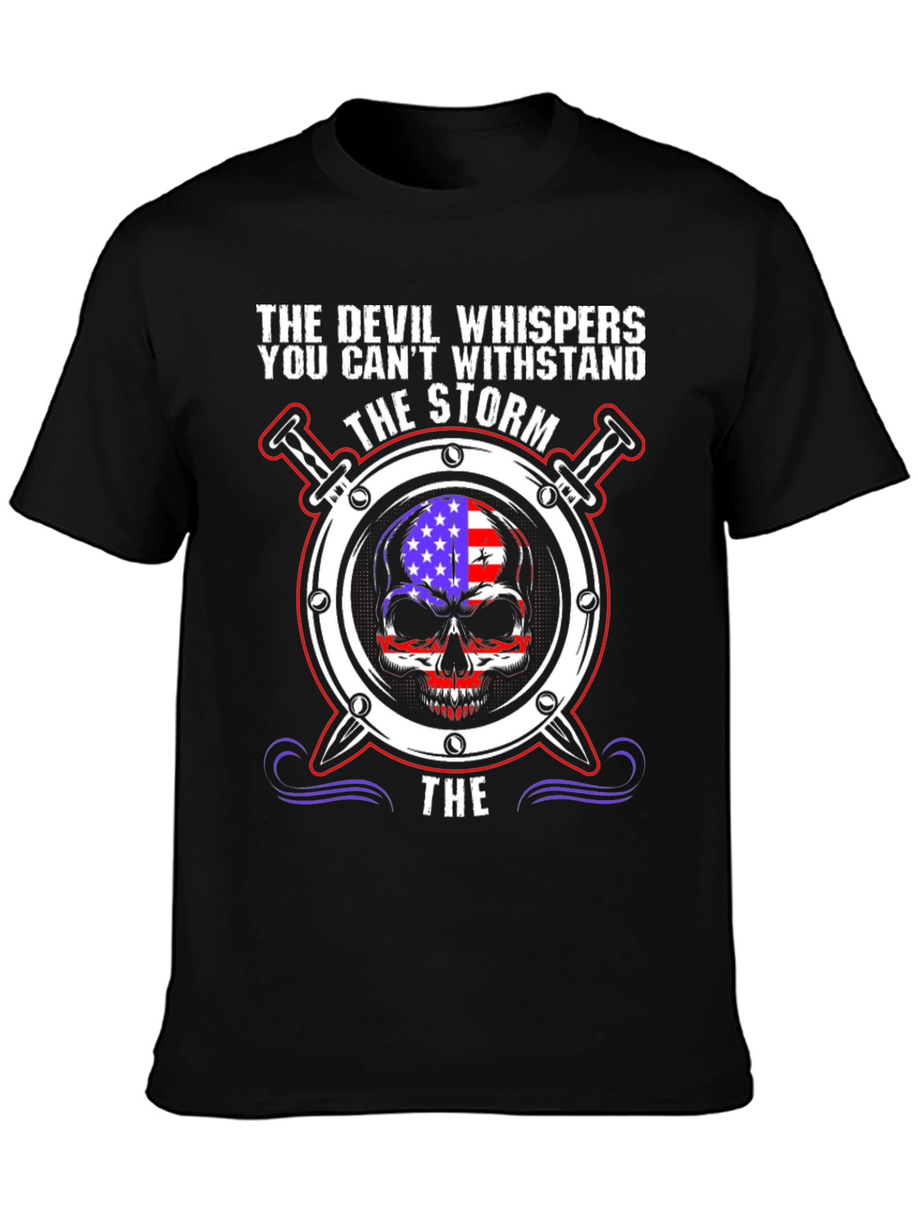 The Devil Whispers T-Shirt: Storm Skull Design