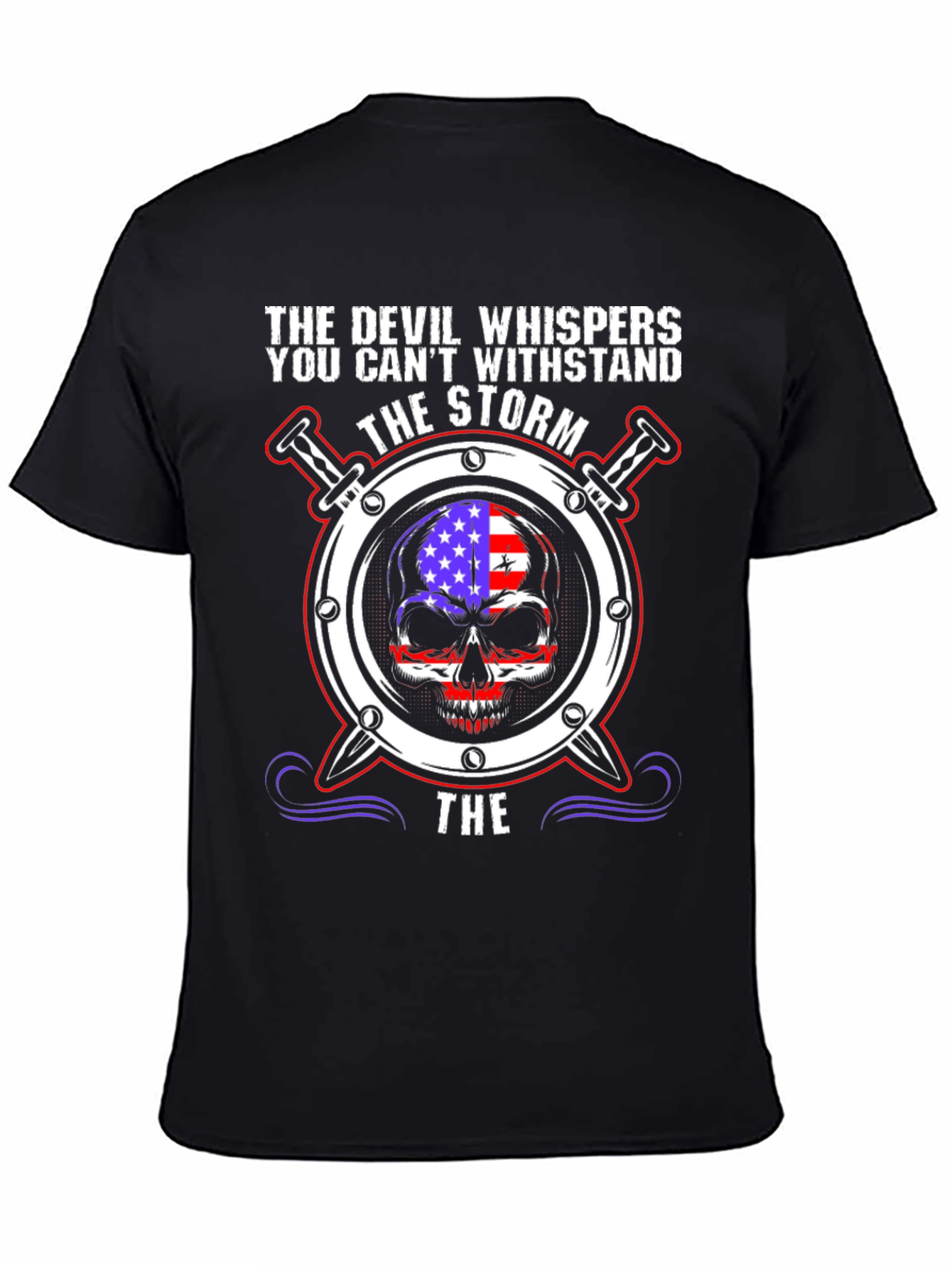 The Devil Whispers T-Shirt: Storm Skull Design