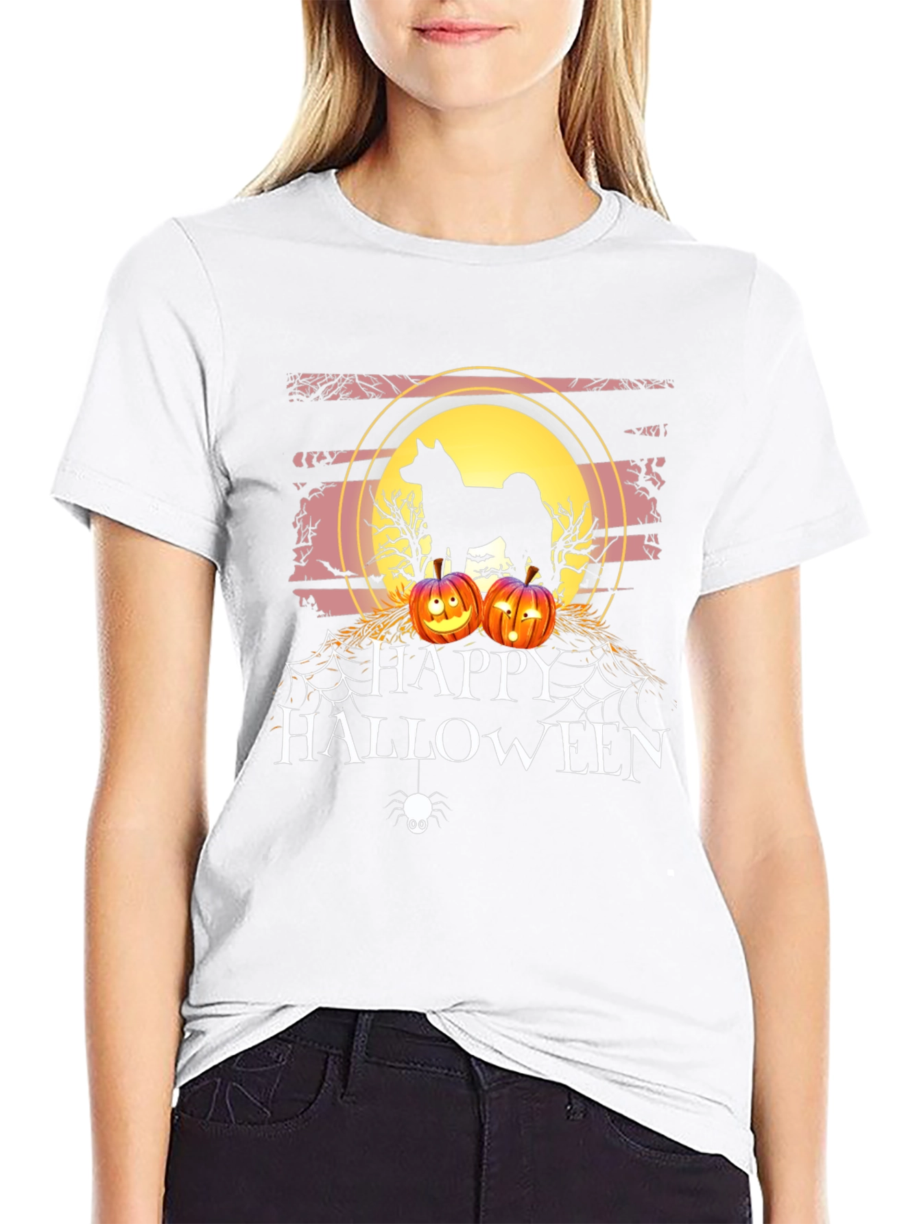 Happy Halloween Dog Silhouette T-Shirt