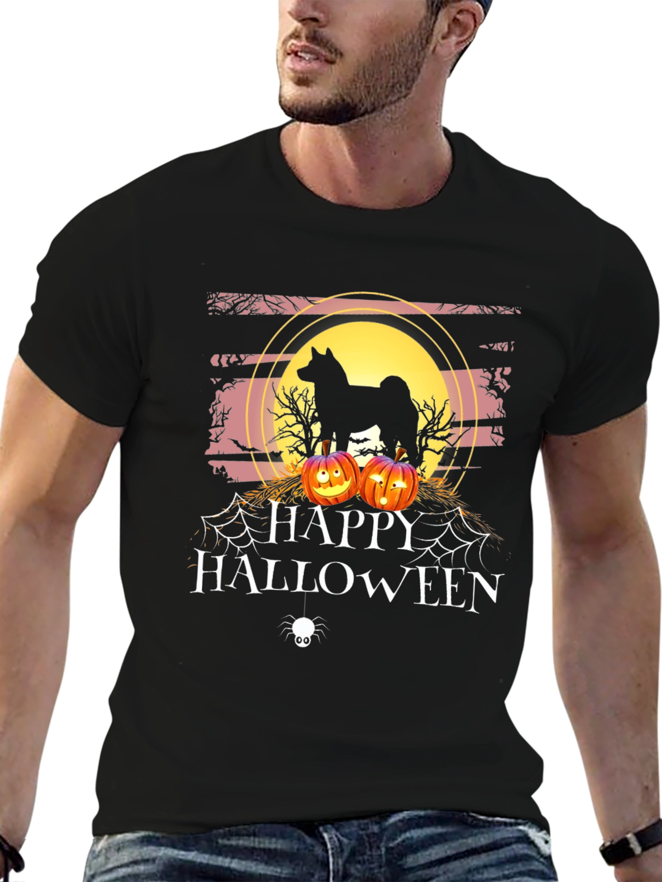 Happy Halloween Dog Silhouette T-Shirt