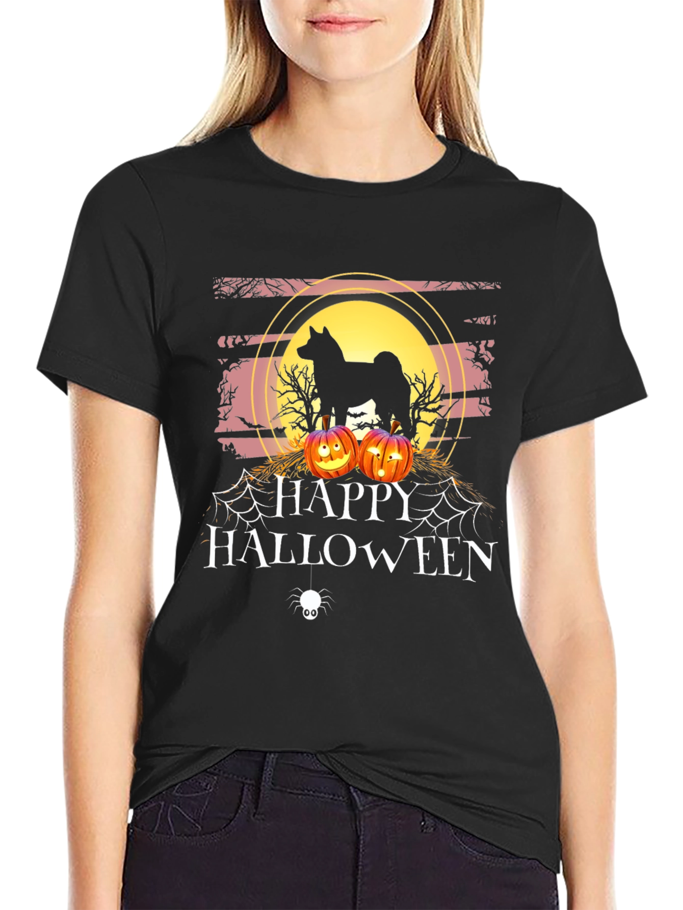 Happy Halloween Dog Silhouette T-Shirt
