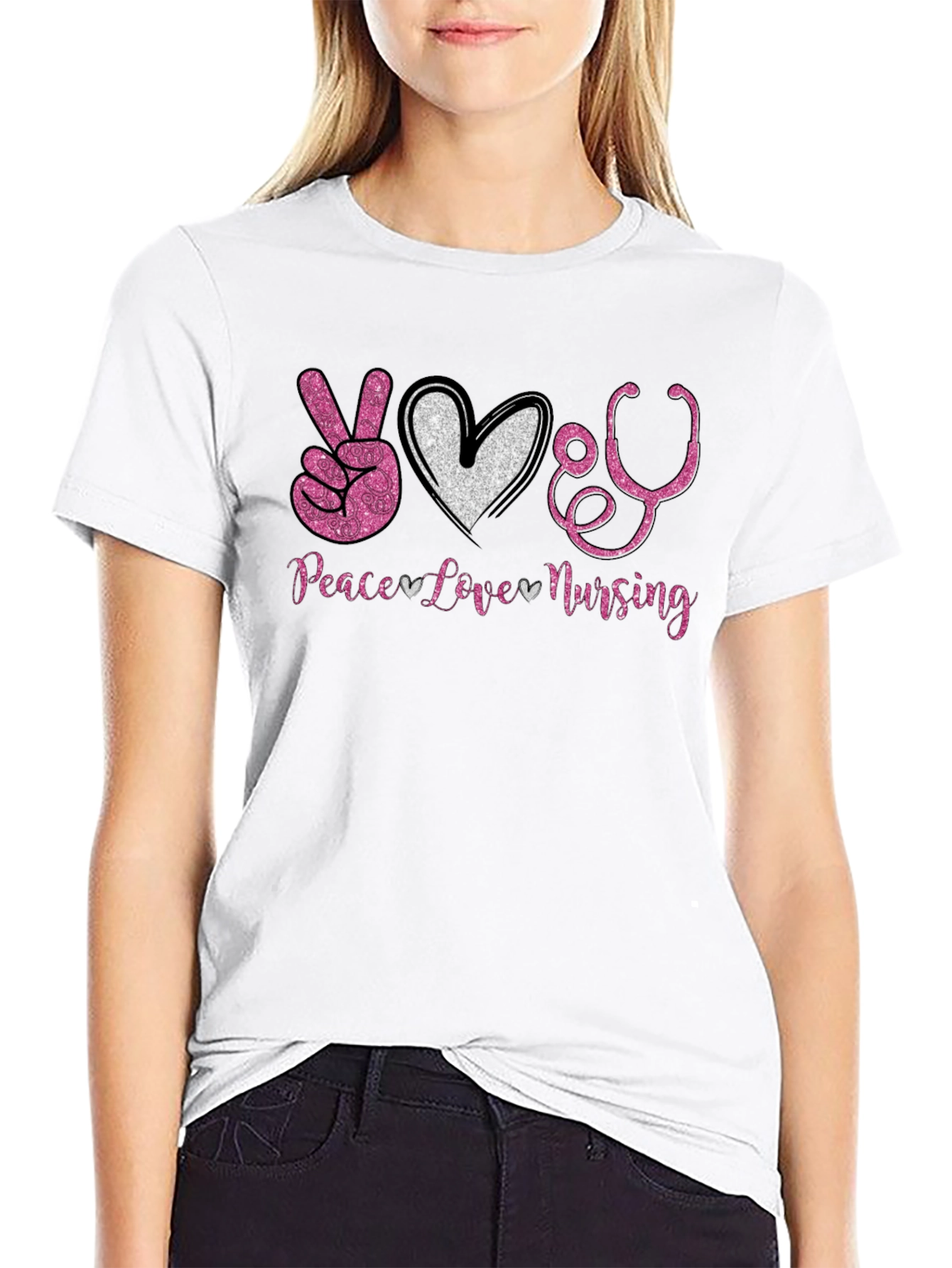 Peace Love Nursing Graphic T-Shirt