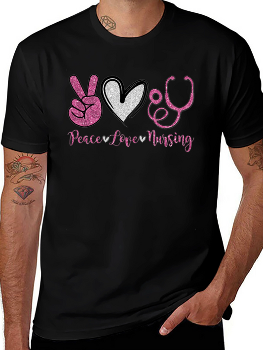 Peace Love Nursing Graphic T-Shirt