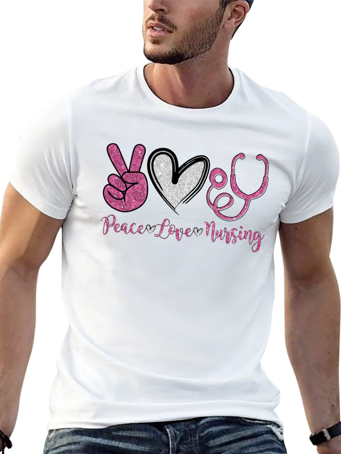 Peace Love Nursing Graphic T-Shirt
