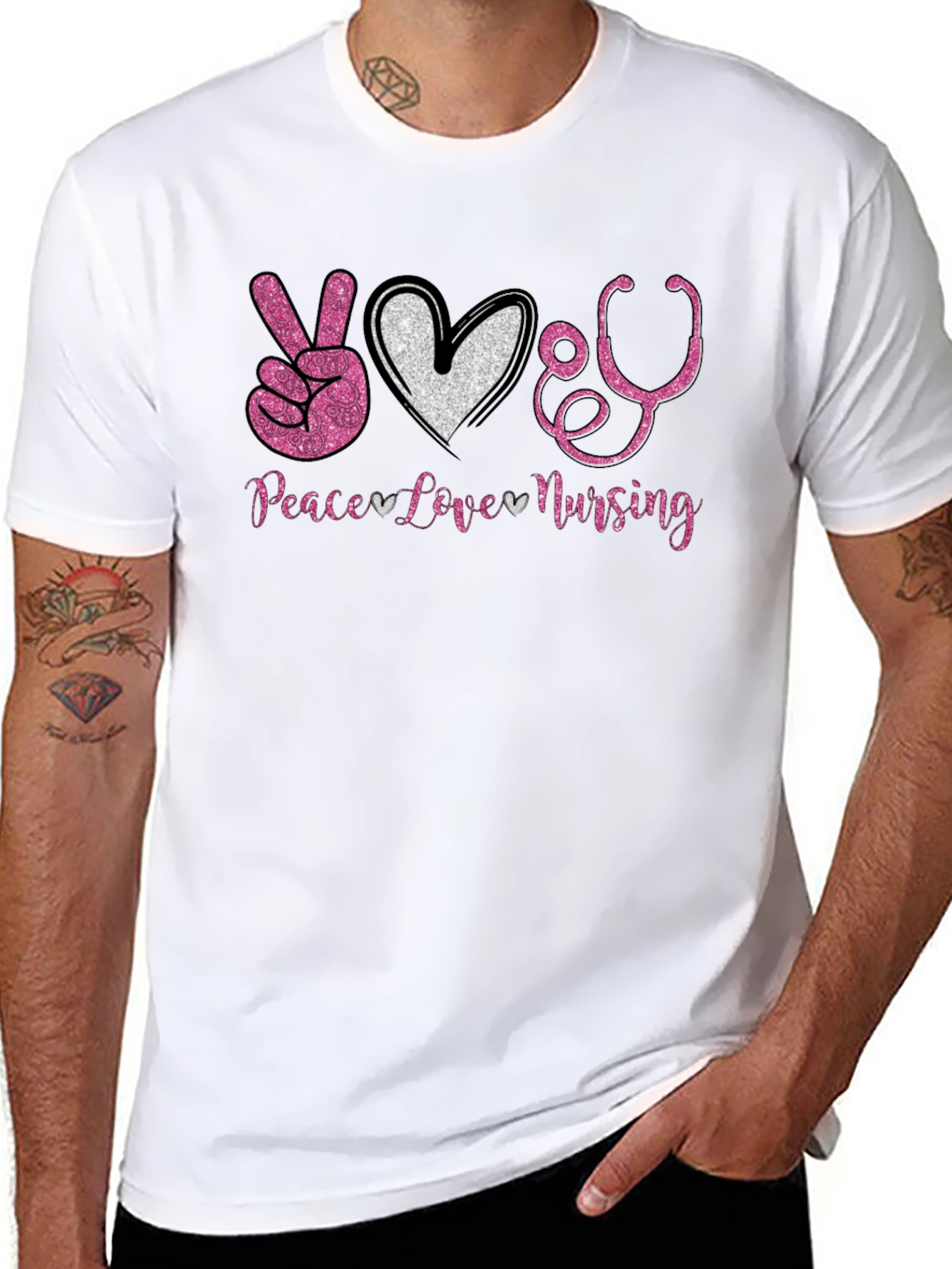 Peace Love Nursing Graphic T-Shirt