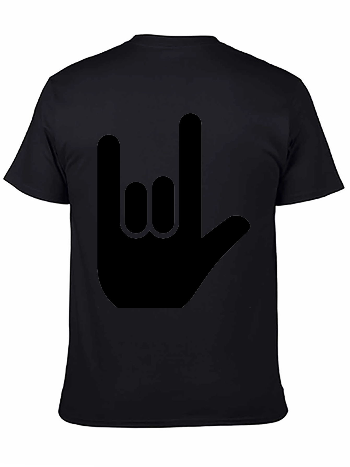 Rock On Hand Sign Black T-Shirt