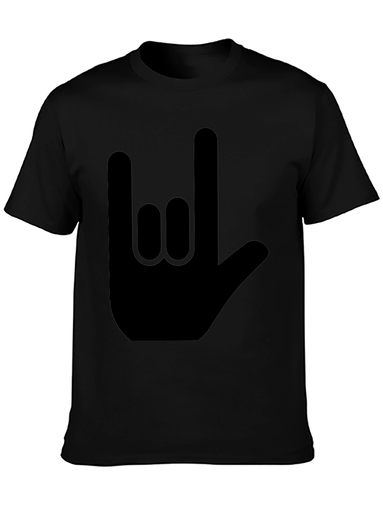 Rock On Hand Sign Black T-Shirt