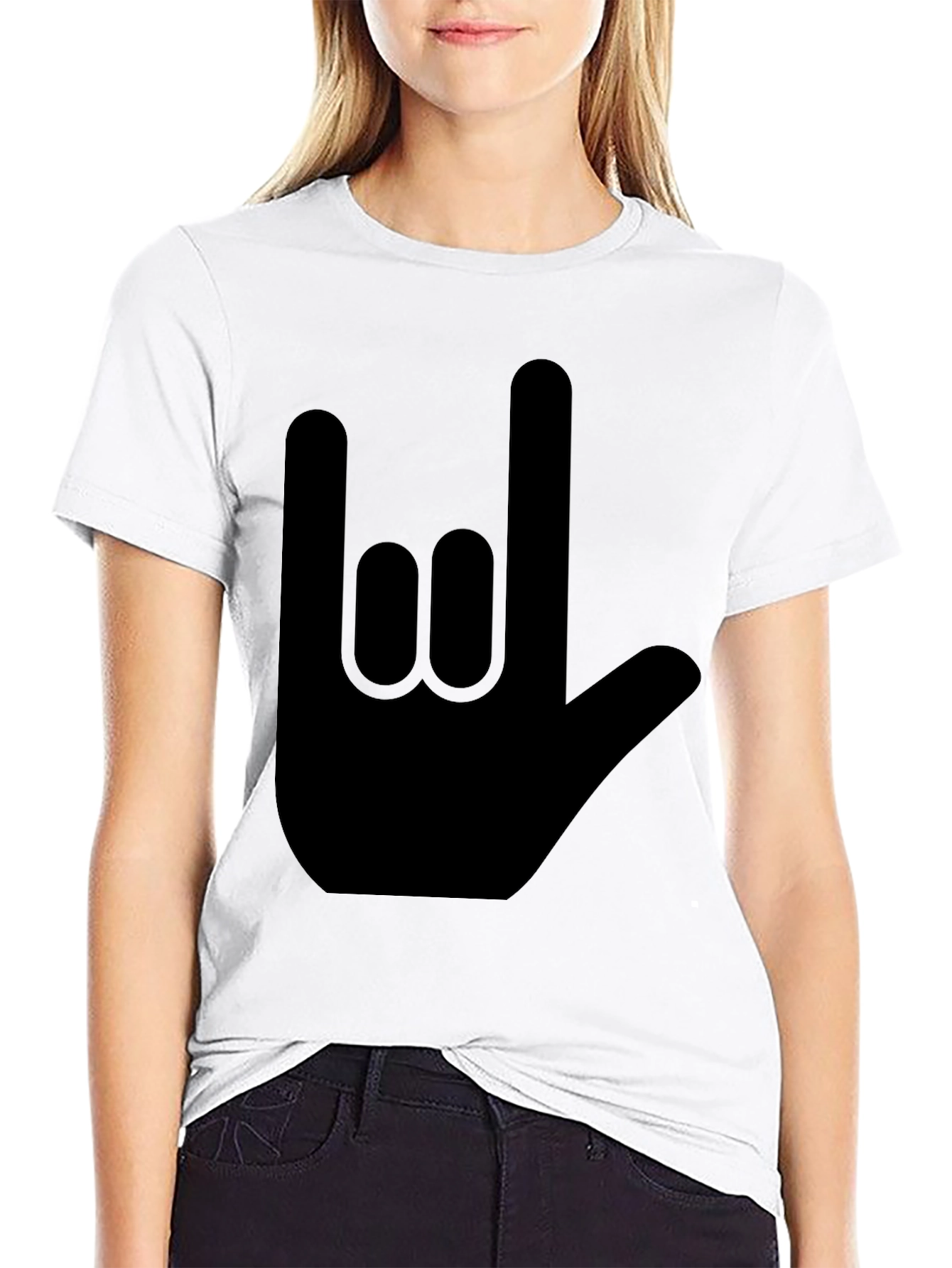 Rock On Hand Sign Black T-Shirt