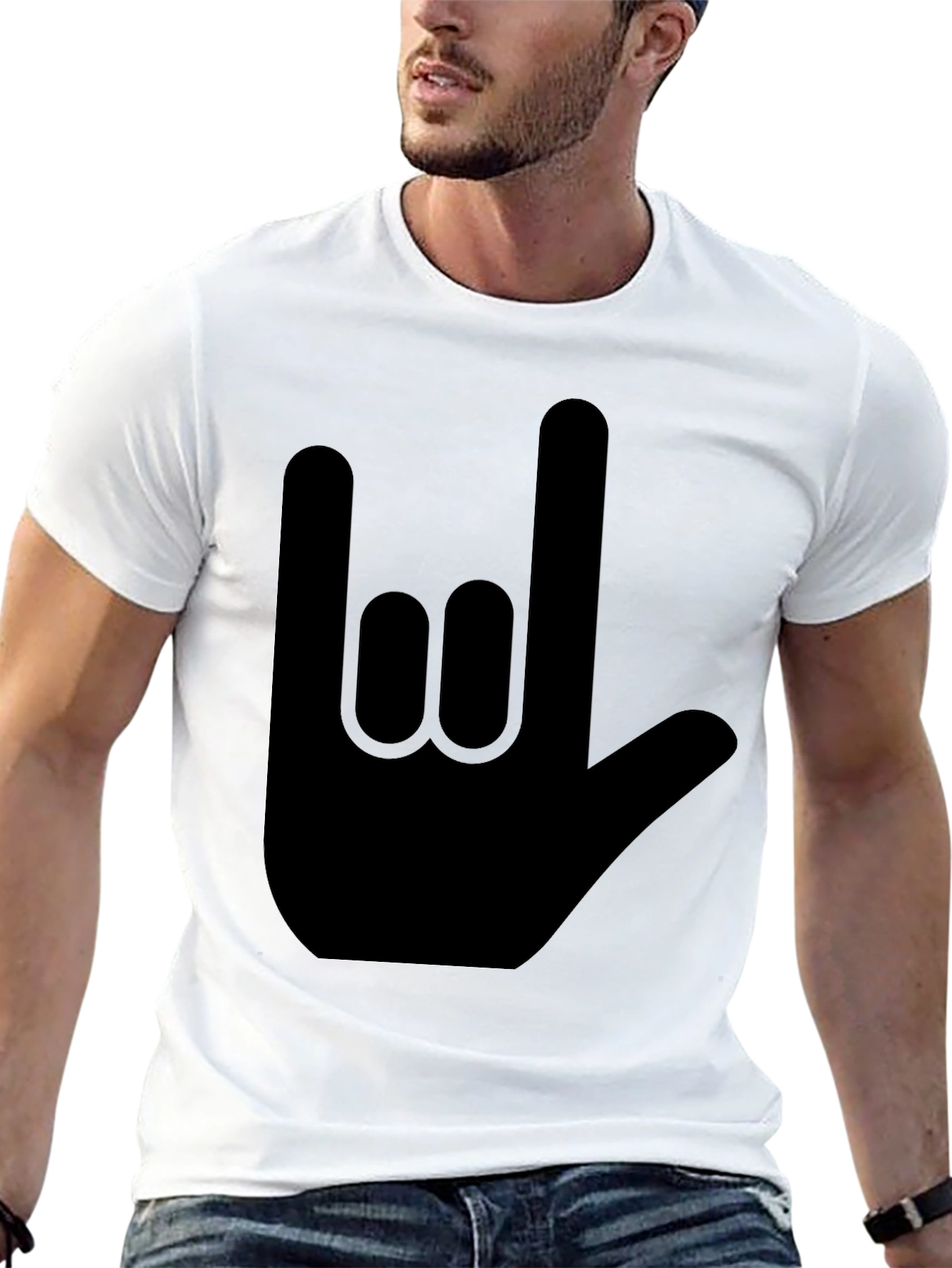 Rock On Hand Sign Black T-Shirt