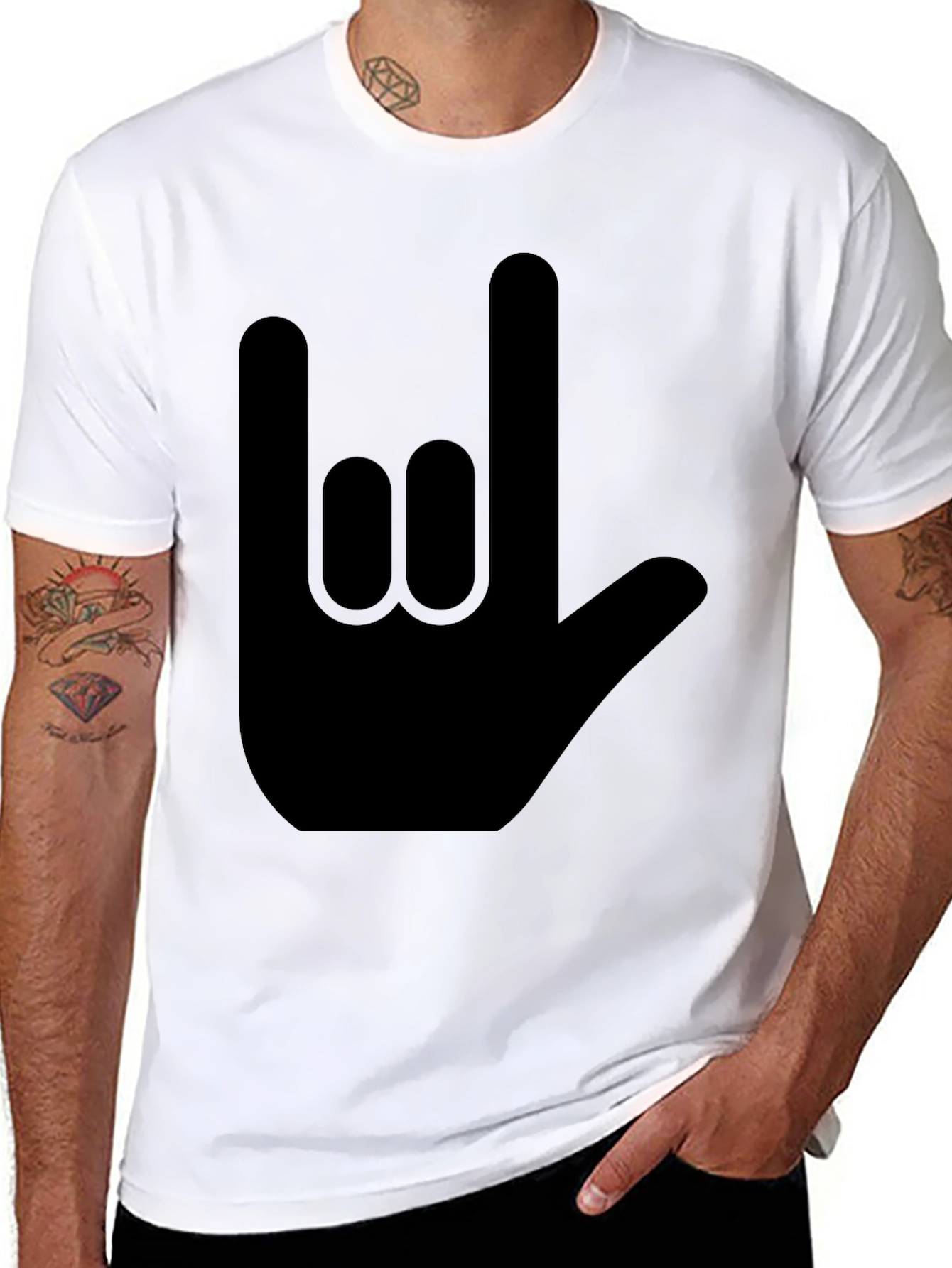 Rock On Hand Sign Black T-Shirt