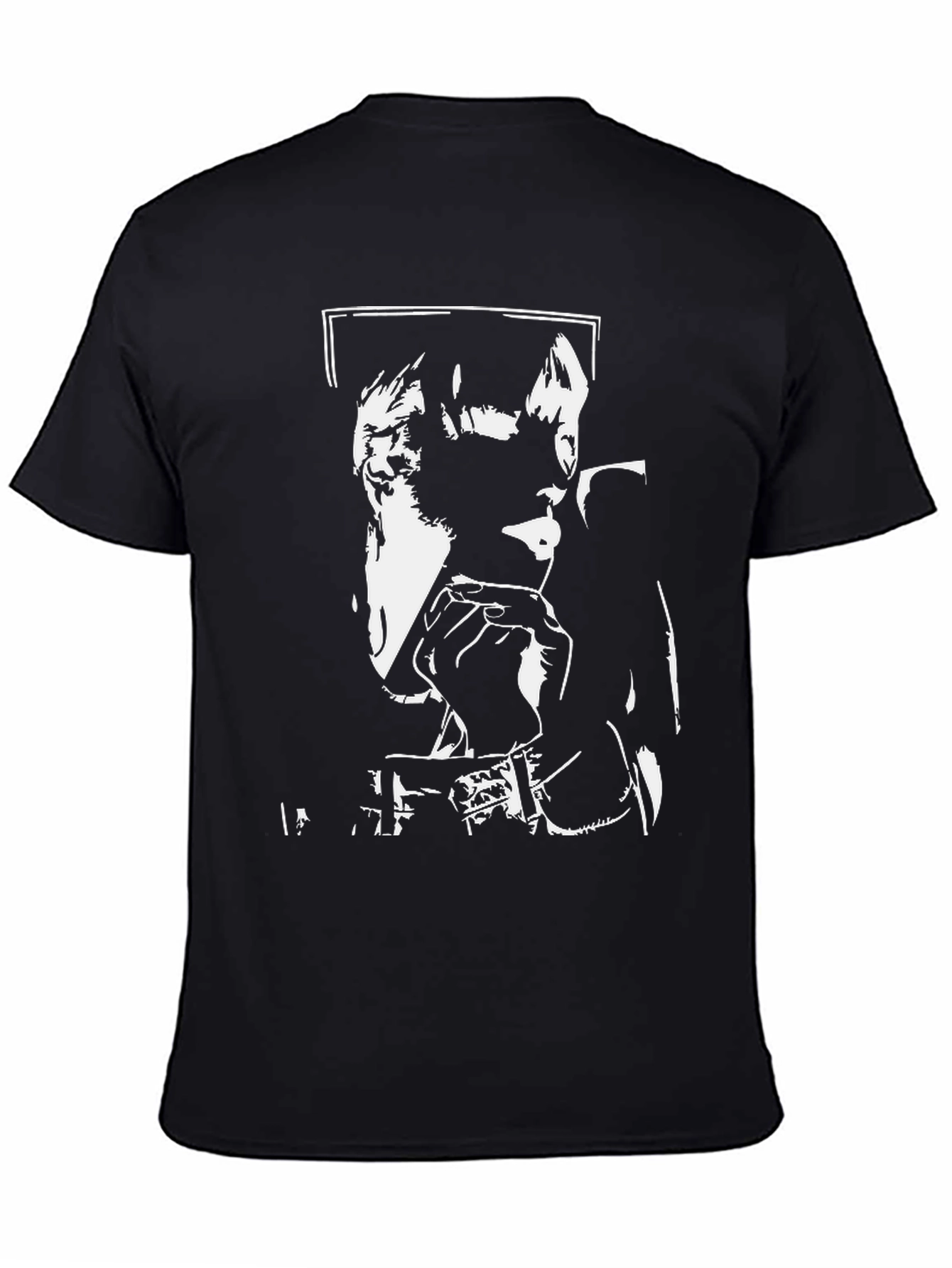 Black T-Shirt with White Graphic Print