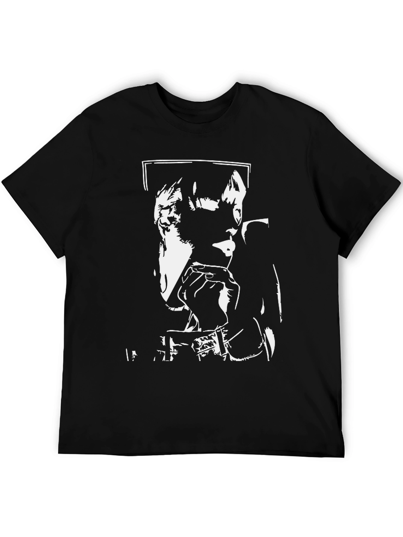 Black T-Shirt with White Graphic Print
