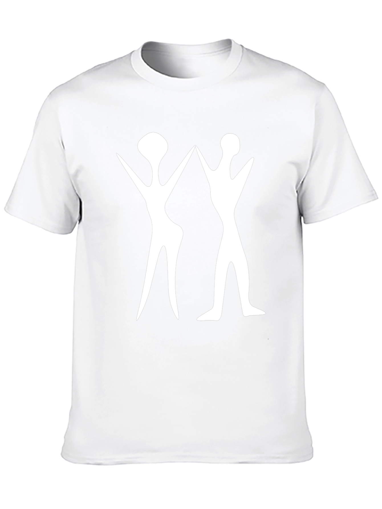 Abstract White Figure Print Black T-Shirt