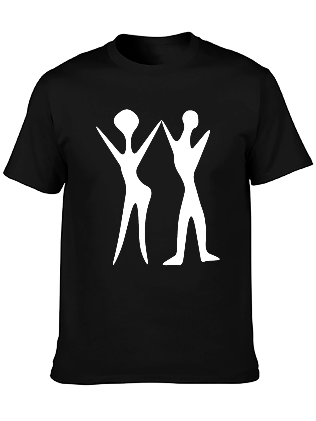 Abstract White Figure Print Black T-Shirt