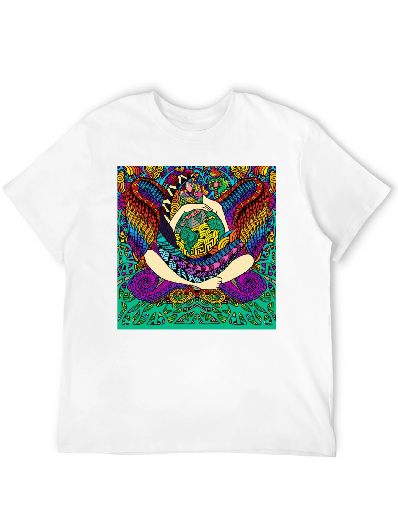 Vibrant Psychedelic Graphic Print Black T-Shirt