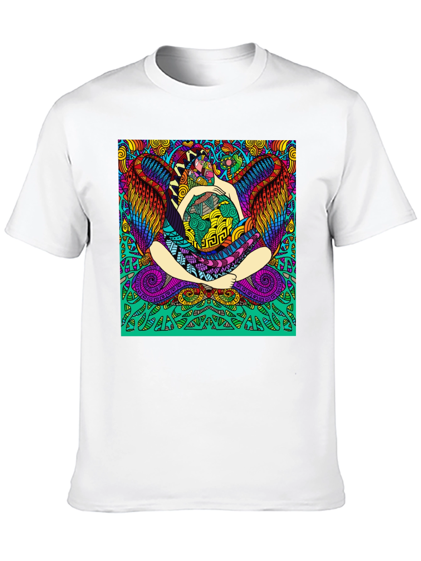 Vibrant Psychedelic Graphic Print Black T-Shirt