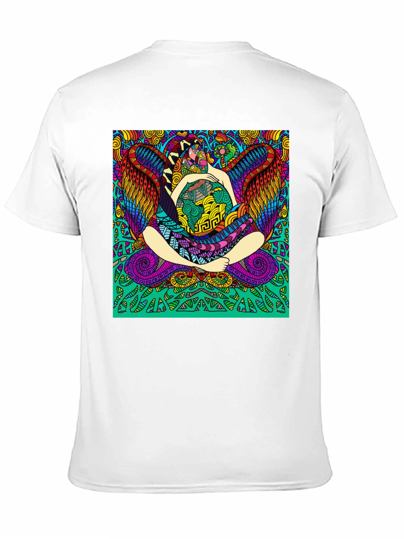 Vibrant Psychedelic Graphic Print Black T-Shirt