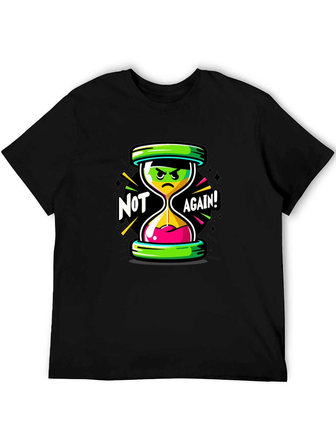 Not Again! Graphic Print Black T-Shirt