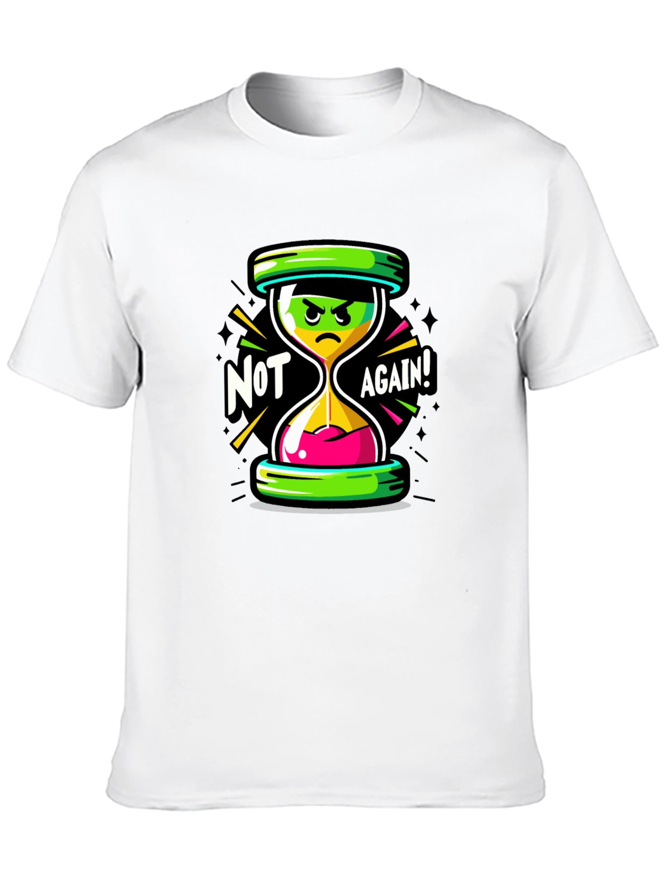Not Again! Graphic Print Black T-Shirt