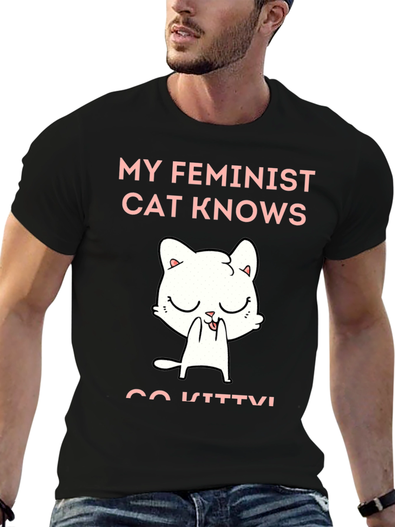 Feminist Cat Graphic T-Shirt - Unisex Cotton Tee