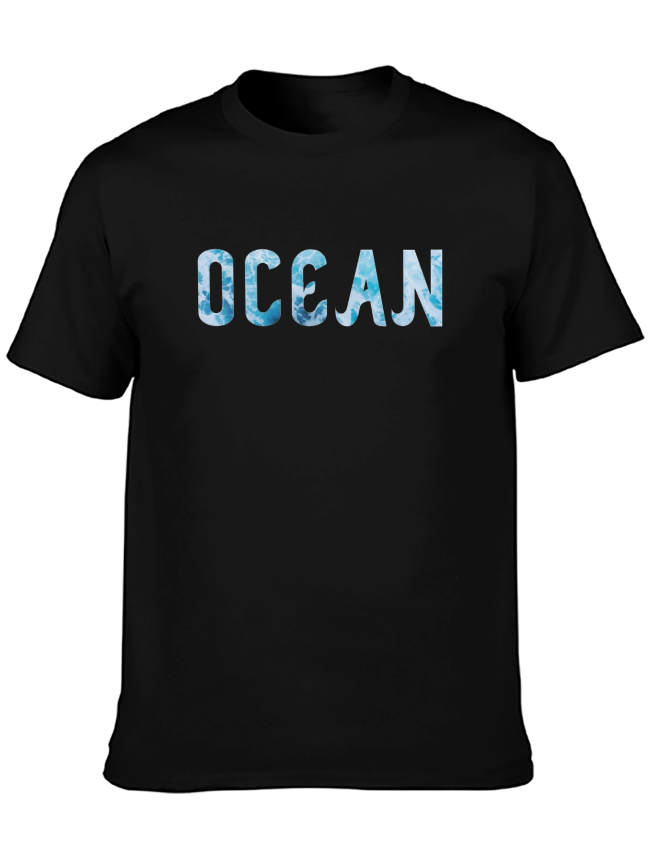Ocean Wave Print Black T-Shirt