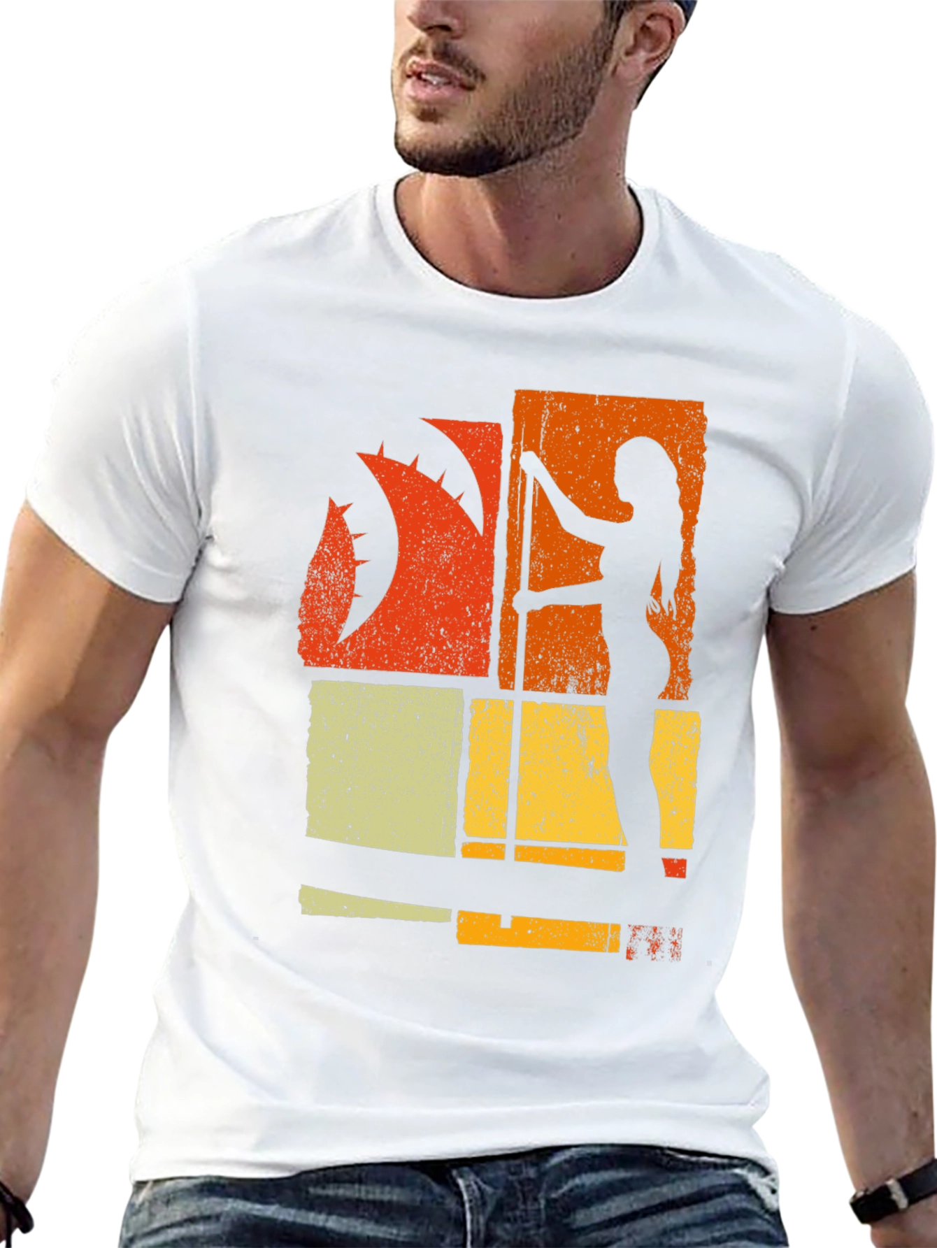Retro Pole Dancer Graphic Tee - Black Cotton T-Shirt