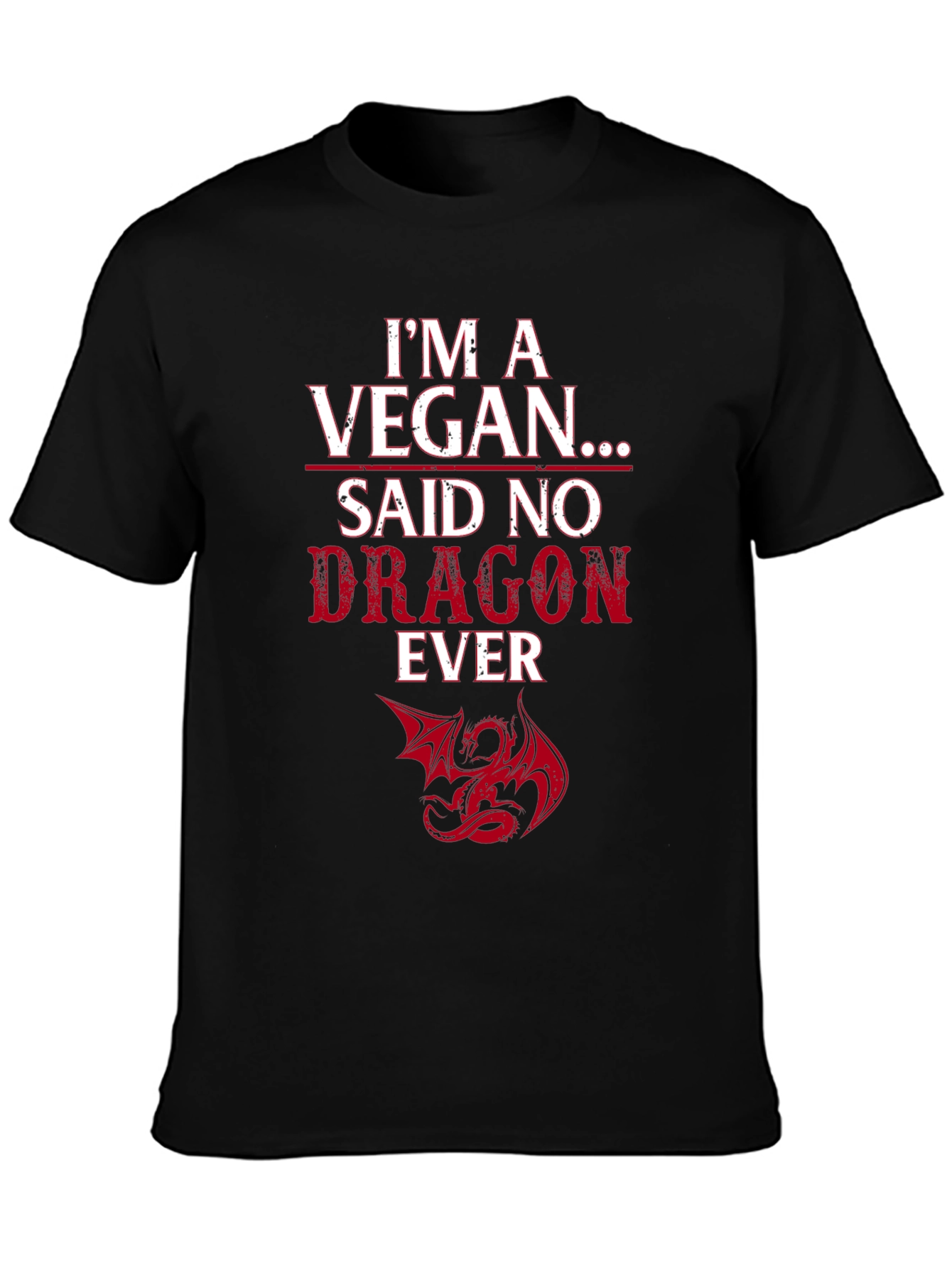 Vegan Dragon Graphic Tee - Mens Black T-Shirt