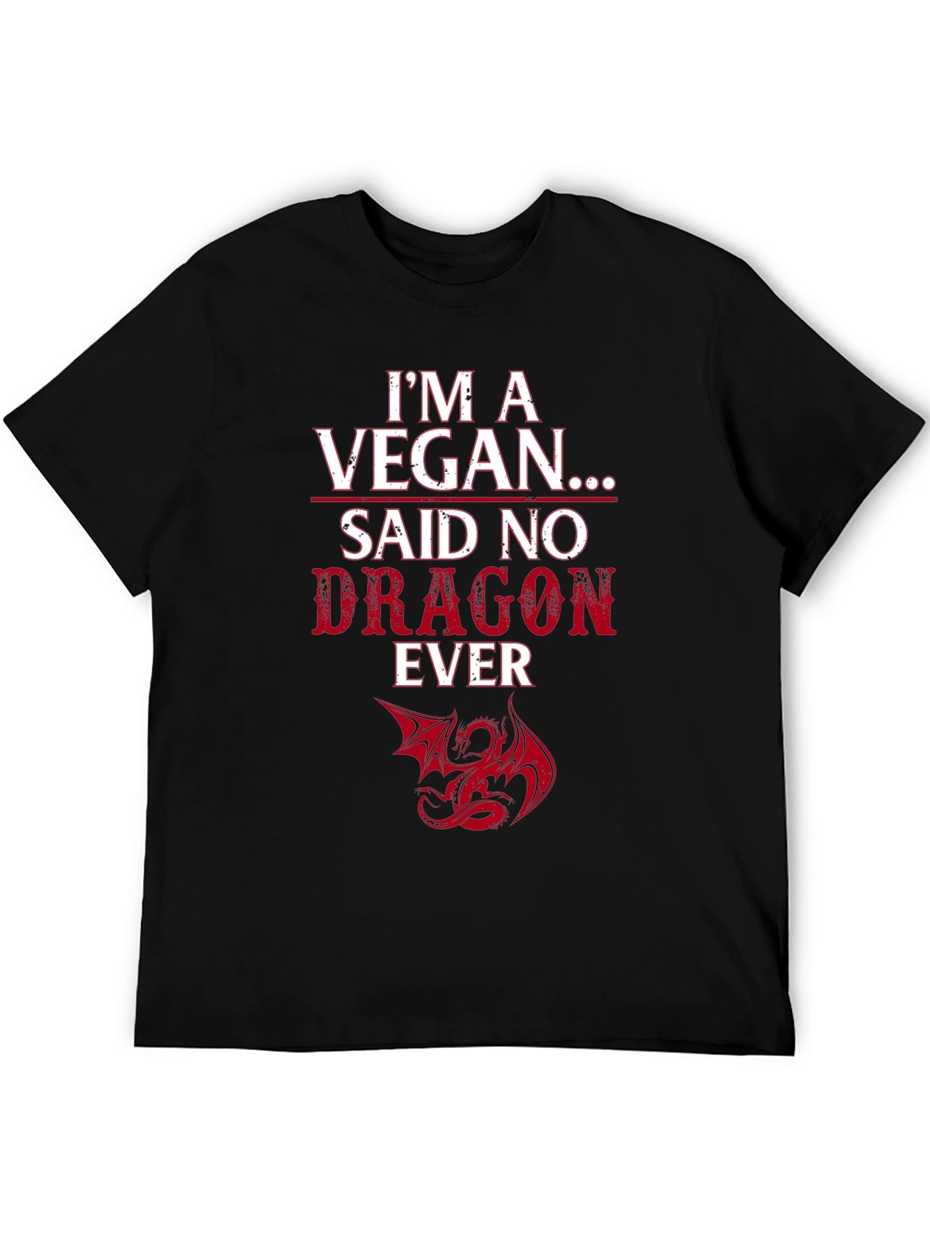 Vegan Dragon Graphic Tee - Mens Black T-Shirt